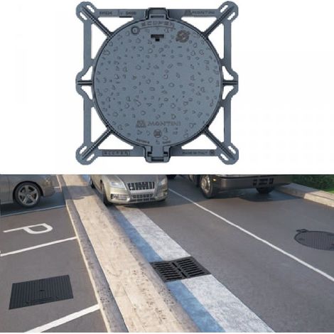 Chiusino a botola tonda, telaio quadrato, telefonia da esterno D400 dimetro 85cm
