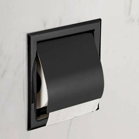 Versenkbarer Toilettenpapierhalter aus Edelstahl für das Badezimmer, mattschwarz