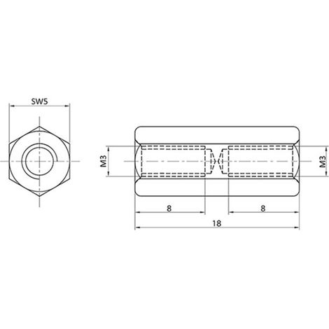 Entretoise M3-M3 econ connect D3X18I5MH laiton (nickelé) 1 pc(s)