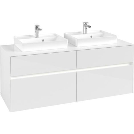 VB WTUS Collaro C076B0 1400x548x500mm avec support. 4 étagères pour 2 WT Blanc brillant