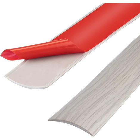 Bande de seuil en PVC de 100cm, bandes de transition de sol, bandes de revêtement de sol stratifié, bande de séparation de porte de sol auto-adhésive (100cm-4cm-Grain de bois de frêne) (1/5)