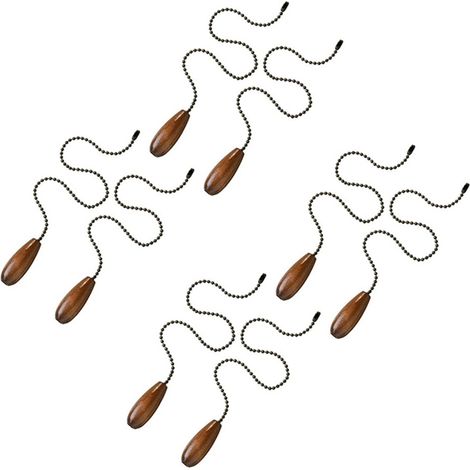 8 piezas de cadena de extensión para ventilador de techo, cadena de madera (nogal) (1/4)