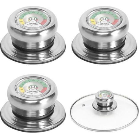 3 piezas de botones para tapas de ollas con termómetro, asas para tapas de vidrio, botones para tapas de cacerolas, botón para tapa de olla apto para sartén (1/4)