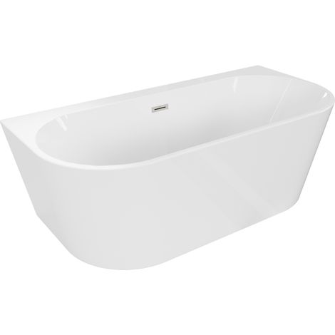 Mexen Oval+ vasca freestanding a parete 170 x 80 cm, bianca, troppopieno nichel spazzolato - 52681708000-97 (1/5)