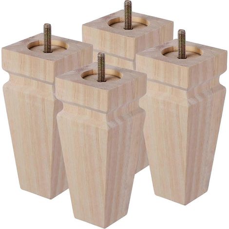 Pieds de meubles carrés en bois, ensemble de 4 pieds de canapé en bois massif, style médiéval, convenant aux fauteuils, fauteuils inclinables, tables basses et chaises, 6 pouces. (1/5)