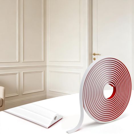 Moulure murale autocollante de 6,1 m, flexible, garniture de cadre d'armoire de porte miroir, moulure murale à peler et coller, en TPE, décoration murale facile à faire soi-même, blanc (1/5)
