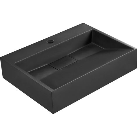 Hängewaschbecken QUENKO 50 x 38 cm Mineralguss Schwarz
