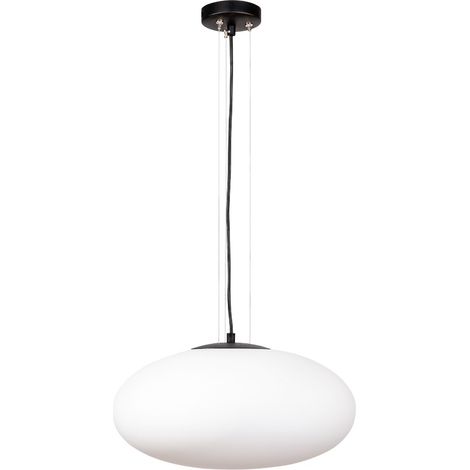 Suspension ovale verre blanc OMI Zuma Line E27 Ø40 cm (1/4)