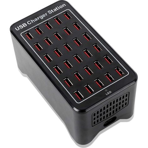 30-Port-USB-Ladestation für den Schreibtisch, intelligentes Ladegerät für Smartphones, Tablets, Steckdosenleisten für Zuhause und Klassenzimmer (1/5)