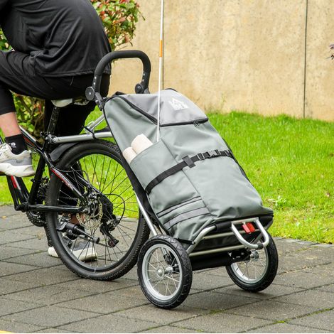 Remolque de bicicleta 2 en 1 53x43x110 cm de aluminio gris, plegable – MEUBLIV (1/5)
