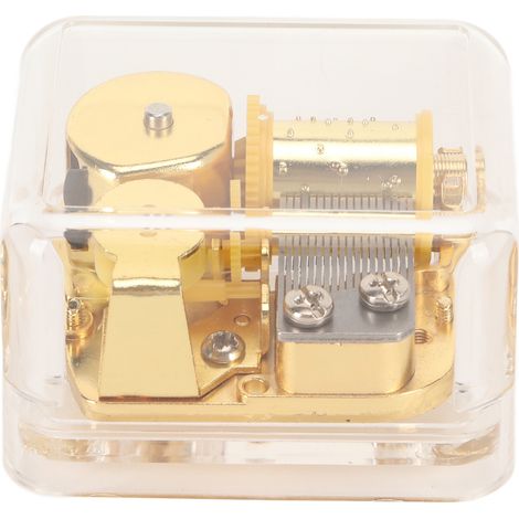 Boîte à musique manuelle acrylique transparente, design rétro portable - Cadeau idéal pour anniversaire et Noël (1/5)