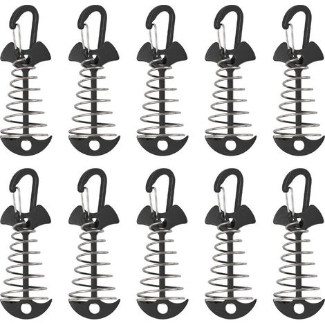 Piquets d'ancrage de terrasse, 10 pièces en alliage d'aluminium coupe-vent avec boucle à ressort, ancre portable pour le camping en plein air (1/5)