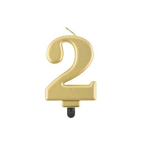 Candela numero 2, oro metallizzato, 8 cm (1/2)