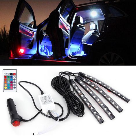 Ruban LED RGB Atmosphérique avec Télécommande, Décoration Intérieure Voiture Multicolore (1/5)