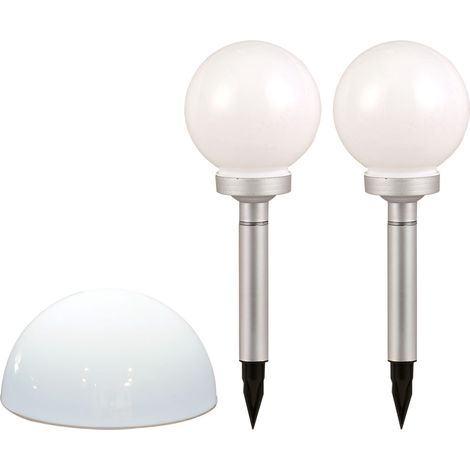 3x LED Solar Steck Steh Lampen weiß Garten Weg Außen Beleuchtung Wand Kugel Leuchten Terrasse (1/5)