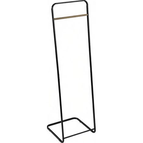 Appendiabiti da terra moderno in metallo nero con barra effetto rovere 40x40x140 cm (1/5)