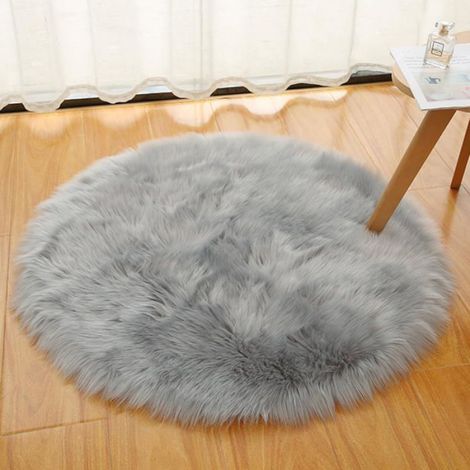 Tapis peau de mouton - - 100 cm - Gris - Antidérapant - Synthétique (1/4)