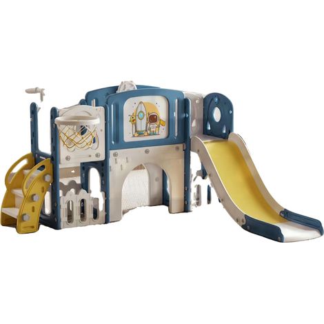 Scivolo per bambini piccoli, area giochi multiattività, design salvaspazio, GDXST-BLUEYELLOW (1/2)