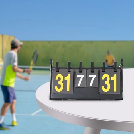 Doppelfarbige Flip-Scorecard, 4-Bit-tragbare Flip-Scorecard, Multifunktions-Scorecard, für Indoor / Outdoor-Sportwettbewerbe, 38,8  21  21cm