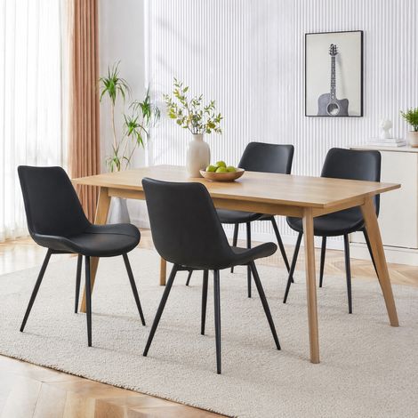 Sillas de comedor, lote de 4, PU negro, estructura metálica, 83 x 50 x 47 cm, DESVIAE (1/5)