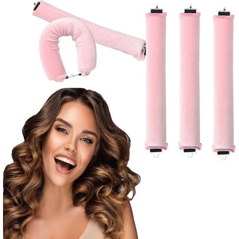 Rizos largos sin calor, paquete de 6, perfectos para crear peinados ondulados de la noche a la mañana, adecuados para rizos grandes, rizos sin calor, peinados caseros, adecuados para cabello corto y l (1/5)
