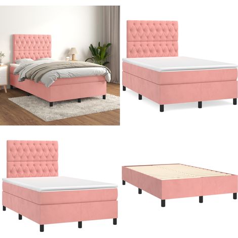 Boxspringbett mit Matratze Rosa 120x200 cm Samt - Samtbett - Boxspringbett - Doppelbett - Rosa Bett - Betten Günstig - Home & Living (1/5)
