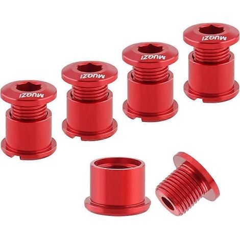 MUQZI Kit de 5 vis de plateau 8,5 mm pour double plateau, pour vélos de route et VTT, rouge (1/5)