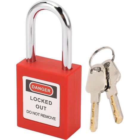 Cadenas de sécurité 38 mm, corps robuste, en acier inoxydable, avec 2 clés, pour entrepôt industriel. (1/5)
