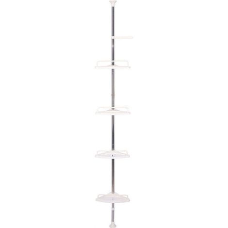 Teleskop-Duschregal 100-320 cm Höhenverstellbares Duschregal ohne Bohren Teleskopregal Eckregal mit 4 Körben