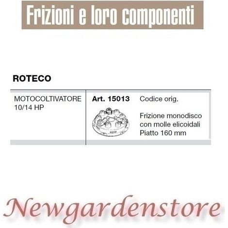 Frizione monodisco 15013 motocoltivatore 10 14hp 160mm compatibile ROTECO