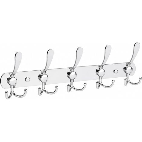 Porte Manteau Mural en Acier Inoxydable, Patères Porte Manteaux Crochet Mural pour Manteaux Serviettes Peignoirs (Argent, 15 Crochets 1pcs) (1/5)