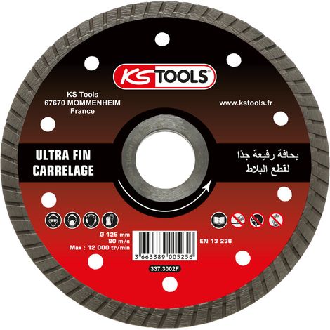 KS Tools - Disque diamant ultra fin carrelage (PCW) - disque diamant 125mm - Pour meuleuse d'angle - coupe carrelage - 337.3002F