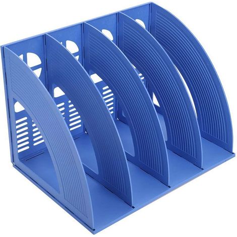 Porte-documents A4, organisateur de bureau, avec compartiments, pour bibliothèque, séparateurs de documents, support de livres pour bureau, maison, organisation et archivage (gris, 4