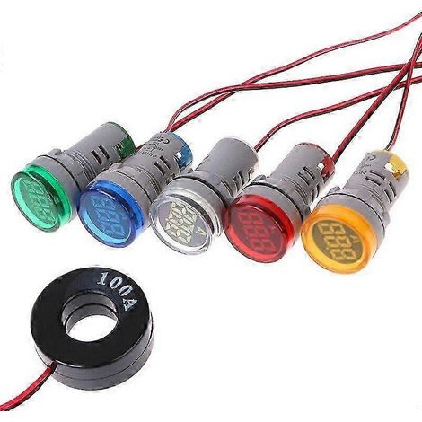 Amperímetro digital AC220V de 22 mm, 0-100A, monitor de corriente, medidor con luz indicadora, amperímetro rojo SZRH AM