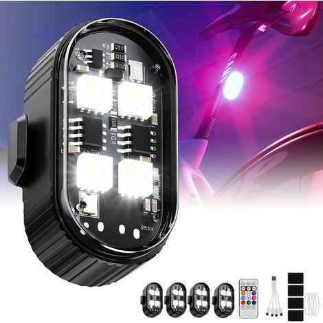 Fanale posteriore per bicicletta a LED, alimentato a batteria, impermeabile IPX65, ricaricabile, 10 modalità, autonomia di 9 ore, confezione da 4. (1/4)
