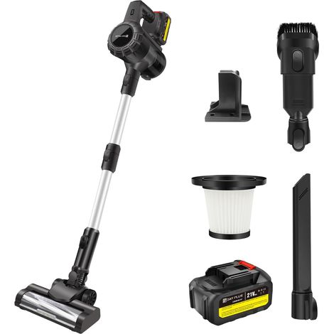 Aspirateur sans fil 500 W avec 2 batteries de 3,0 Ah, 15000 Pa - Aspirateur puissant - Autonomie de 65 minutes - Aspirateur sans fil léger avec brosse de sol rotative pour tapis, sols durs et