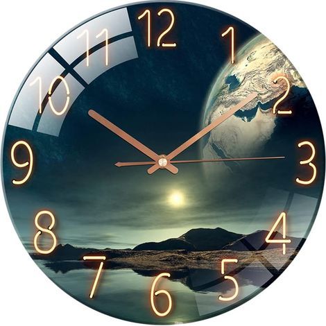 Modernes Design Leise Glas-Wanduhren für Wohnzimmer Küche 30cm Wanduhren Feine hängende Quarzuhr 12 Zoll Wanduhr