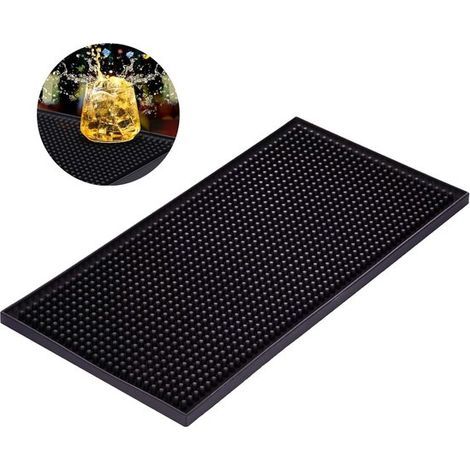 Tappetino scolapiatti in gomma per bancone cucina/bar - ad asciugatura rapida, 30 x 15 cm, nero (1/5)