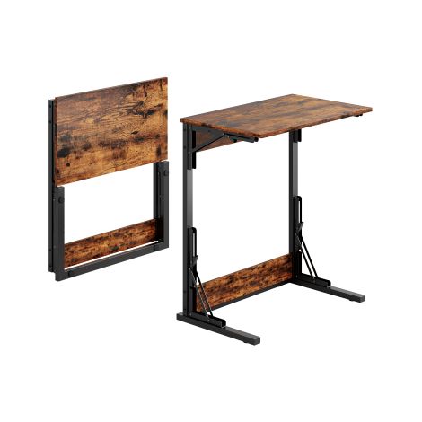 Set di 2 tavolini pieghevoli a forma di C con struttura in metallo e piedini regolabili, ideali come tavolino da salotto, camera da letto, ufficio, utilizzabili anche come vassoio per la TV, 60 x 37 x (1/5)