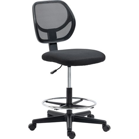 Silla de oficina regulable en altura con reposapiés, negra (1/4)