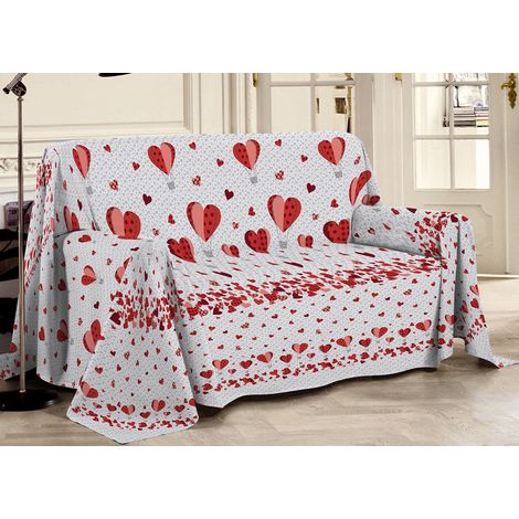 Telo Arredo Linea Pensieri Delicati In Cotone Disegno Mongolfiera Colore Rosso, misuraMatrimonialecoloreRosso