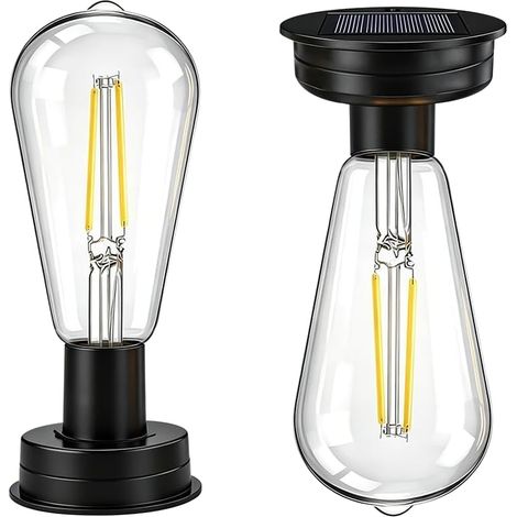 Juego de 2 bombillas solares para exteriores, panel solar de repuesto de 7 cm con bombilla LED transparente, lámpara solar de repuesto para faroles, luces de jardín, decoración DIY. (1/5)