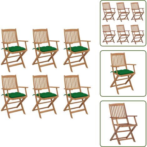 Klappbare Gartenstühle 6 Stk. mit Kissen Massivholz Akazie - Gartenstühle - Klappstühle - Holzstühle - Esszimmerstühle - Outdoor Möbel (1/5)