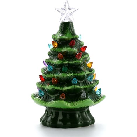 Sapin de Noël en céramique, petit ornement de table raffiné pour décoration festive (1/5)