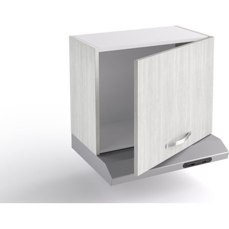 Sopracappa cucina 60x31x48 cm in legno bianco alaska con un'anta e depuratore - Massa