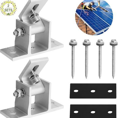 Montagesatz für Solarmodule, verstellbare Aluminium-Fronthalterung mit Schrauben und Gummipads, Photovoltaik-Modulhalterung für Camping, Dächer und Boote (1/5)