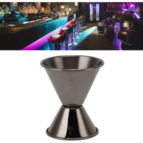 Messbecher aus Edelstahl 304, Bar-Messbehälter, Spender, japanischer Doppelbecher (in Unzen), schwarz verzinnt (1/5)