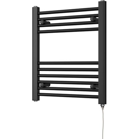 Zennor - Black Electric Towel Rail H600mm x W500mm Straight 200w Standard (1/3)