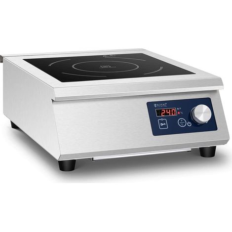 Plaque à induction 1 feu posable avec cadre inox table de cuisson portative (foyer 33 cm, 5 000 watts, 60-240 °c, acier inoxydable & vitrocéramique) (1/4)