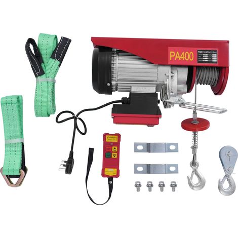 Electric cable winch 200kg to 400kg lifting height 12m cable pull motor winch 850W motor pulley block 10m/min lifting speed hoist with wireless remote control cable hoist chain hoist